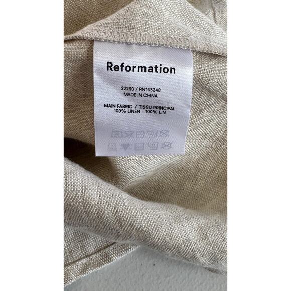Reformation Dress Womens Medium Beige Linen Halter Open Back Tie Neck Summer - Picture 9 of 11